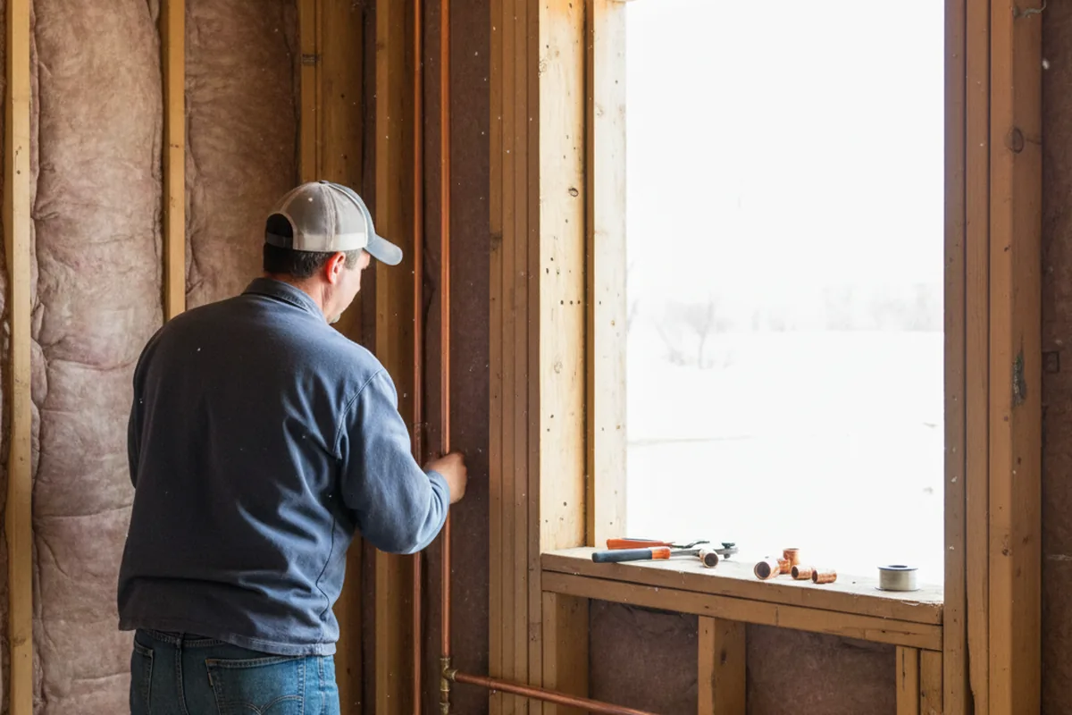 Licensed plumber running new copper supply lines in a Whitestown home