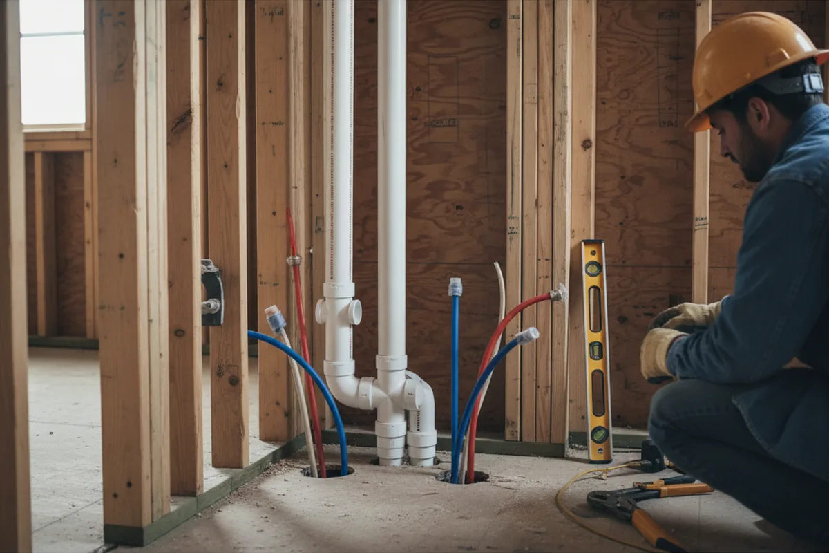 Drain and supply rough-in during Drain Cleaning in Whitestown
