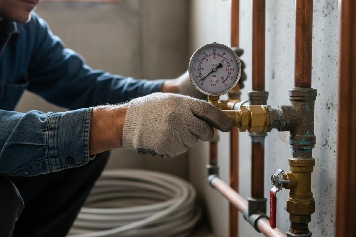 Pressure testing a repaired line during Water Line Repair in Whitestown